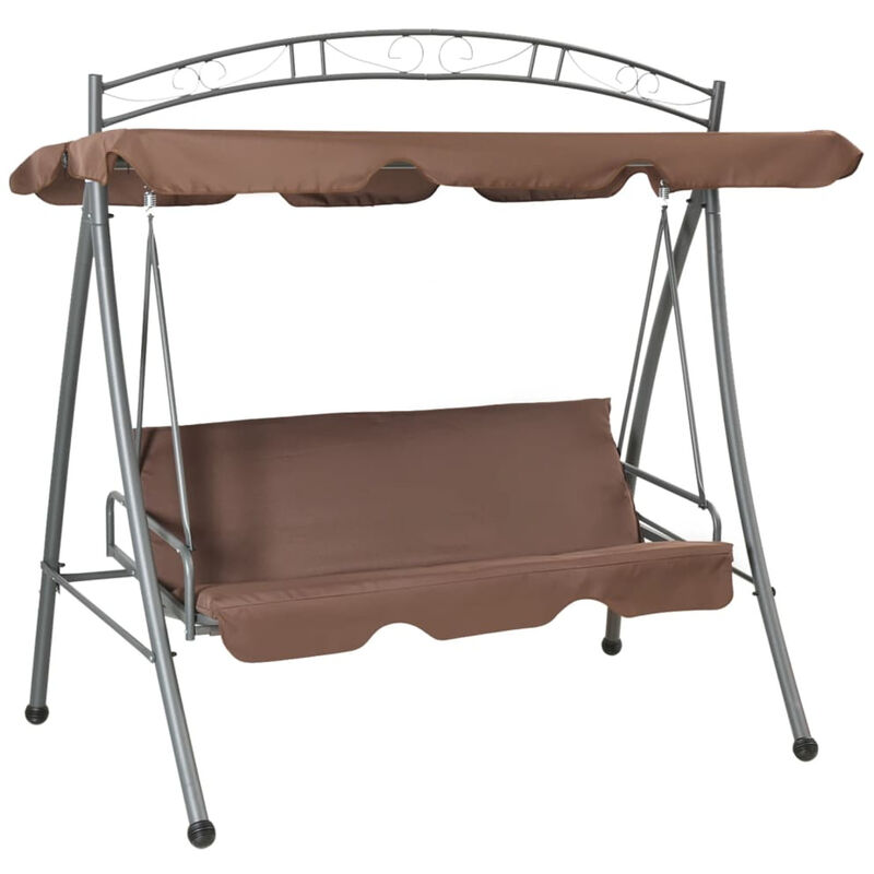 

Happyshopping - Banco columpio convertible de exterior con dosel color cafe