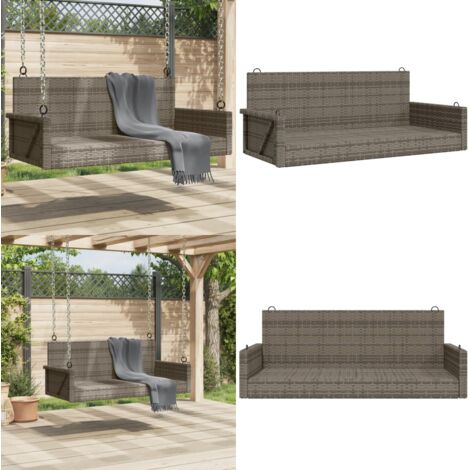 Banco columpio de ratán sintético gris 119x56x48 cm - Ratán sintético - Muebles al aire libre