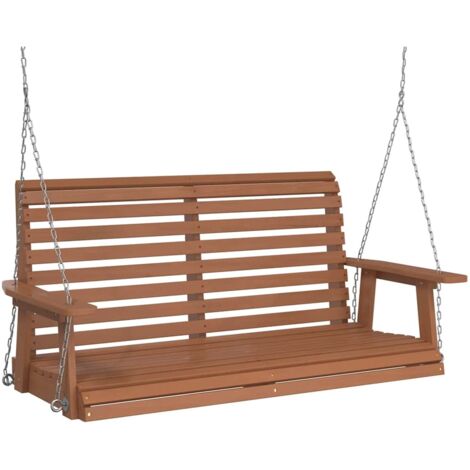 Banco columpio jardín con cadenas de metal madera abeto marrón vidaXL