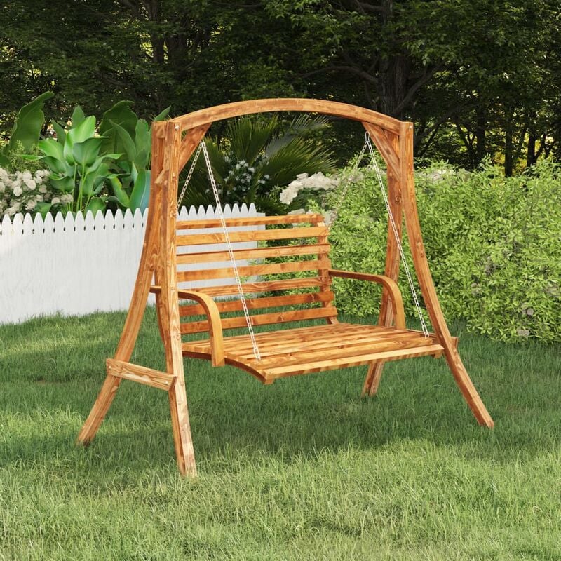 

Banco columpio madera curvada con acabado de teca 91x130x58 cm