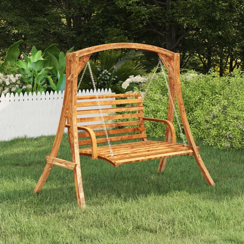 

Banco columpio madera de abeto con acabado de teca 91x130x58 cm
