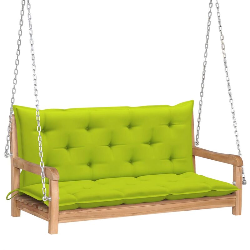 

Youthup - Banco columpio madera de teca con cojín verde brillante 120 cm