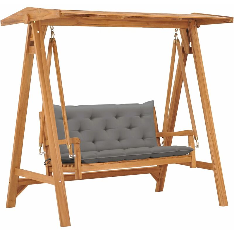 

Youthup - Banco columpio madera maciza de teca con cojín gris 170 cm