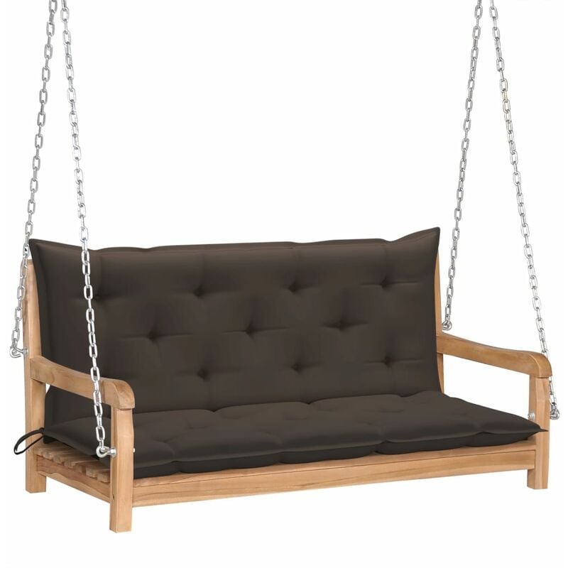 

Youthup - Banco columpio madera maciza de teca con cojín gris taupe 120cm