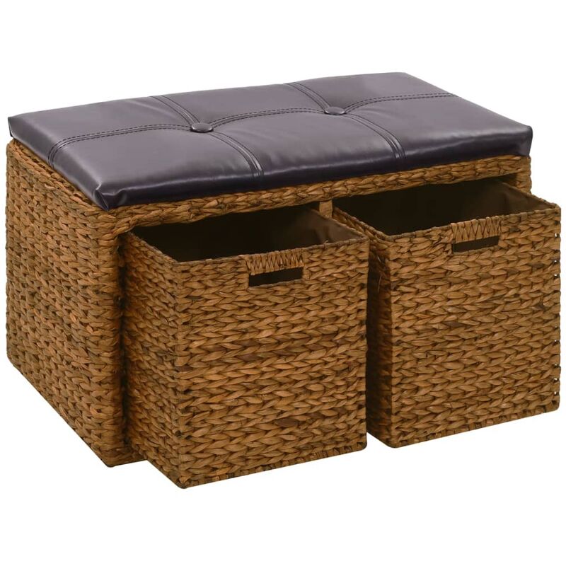 

Banco con 2 cestas hierba marina 71x40x42 cm marrón - Marrón