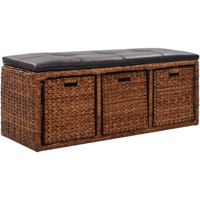 

vidaXL Banco con 3 Cestas Hierba Marina 105x40x42 cm Marrón - Marrón