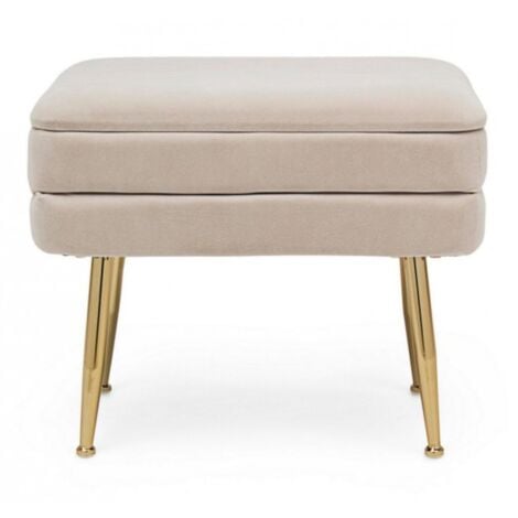 Banco con almacenaje individual Pavlina Beige efecto terciopelo