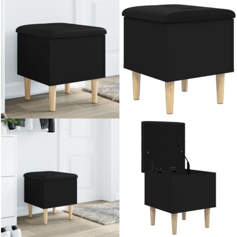 Banco con almacenaje madera de ingeniería negro 42x42x46 cm - Banco de pasillo - Banco de almacenamiento