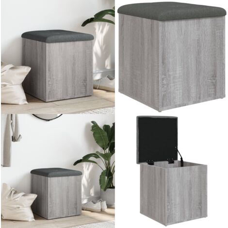 Banco con almacenaje madera ingeniería gris Sonoma 42x42x45 cm - Banco de pasillo - Banco de almacenamiento