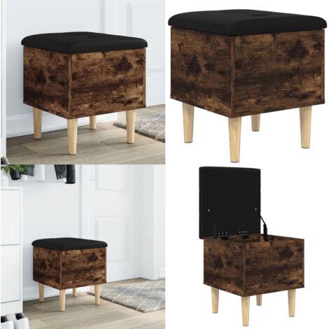 Banco con almacenaje madera ingeniería roble ahumado 42x42x46cm - Banco de pasillo - Banco de almacenamiento