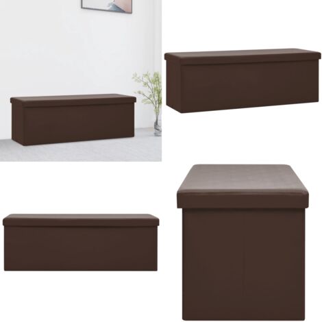 Banco con almacenaje plegable marrón PVC - Banco plegable - Banco con espacio