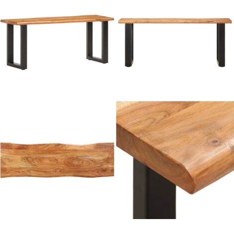 Banco con borde irregular madera maciza de acacia y acero 110cm - Banco industrial - Banco de acacia