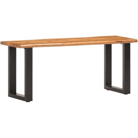 Banco con borde irregular madera maciza de acacia y acero 110cm vidaXL