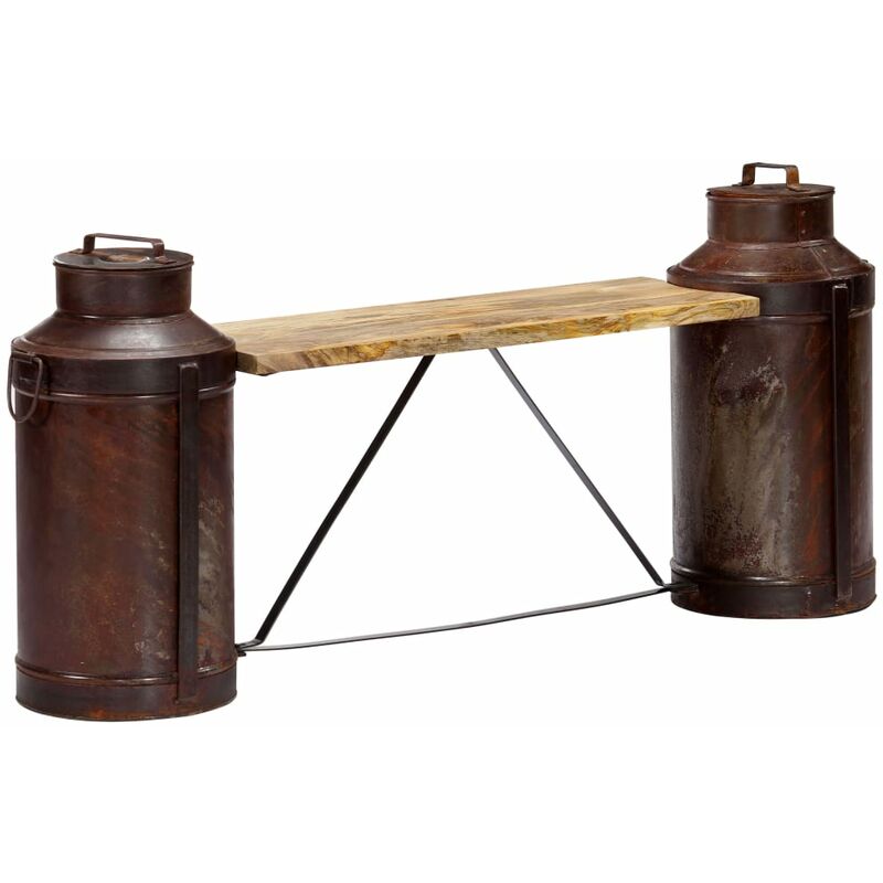 

Banco con cántaros de leche madera maciza de mango 150x33x64 cm