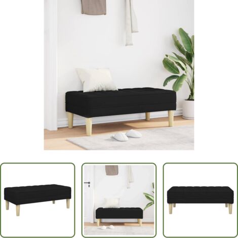 Banco con cojín -  Banco con cojín Negro 113 x 57 x 39 cm tela