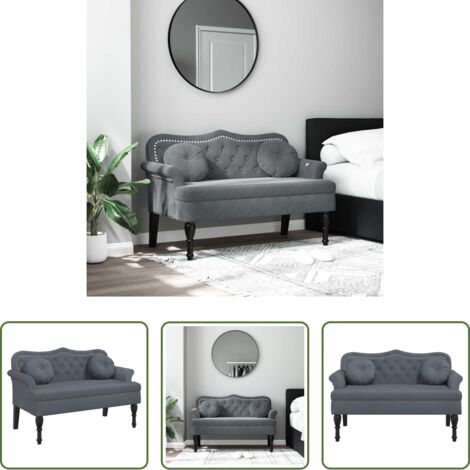 Banco con cojines -  Banco con cojines de terciopelo gris oscuro 120,5x65x75 cm