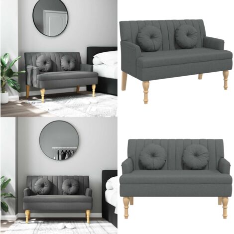 Banco con cojines tela gris oscuro 113x64,5x75,5 cm - Banco de oficina - Banco de sala