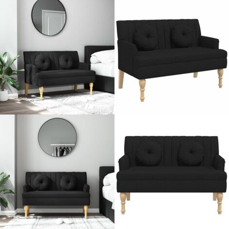 Banco con cojines tela negro 113x64,5x75,5 cm - Banco negro - Banco de oficina