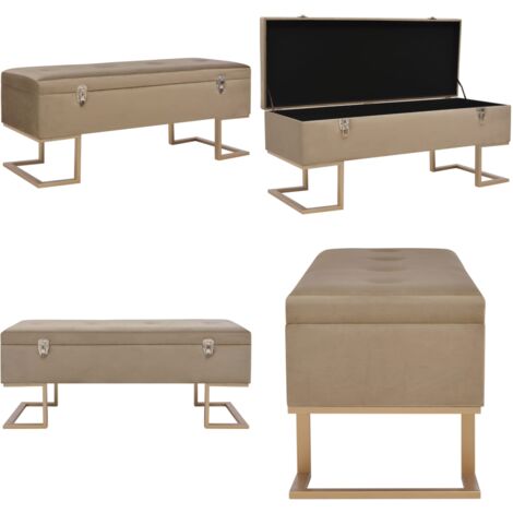 Banco con compartimento 105 cm beige de terciopelo - Banco de almacenamiento - Banco decorativo