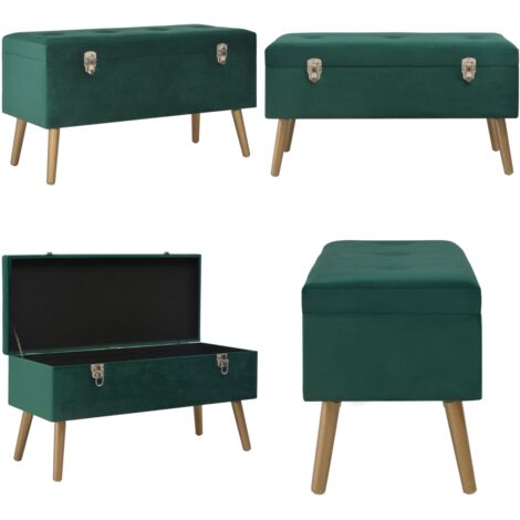 Banco con compartimento de terciopelo verde 80 cm - Banco verde - Banco decorativo