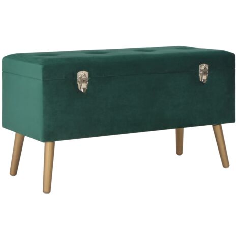 Banco con compartimento de terciopelo verde 80 cm vidaXL