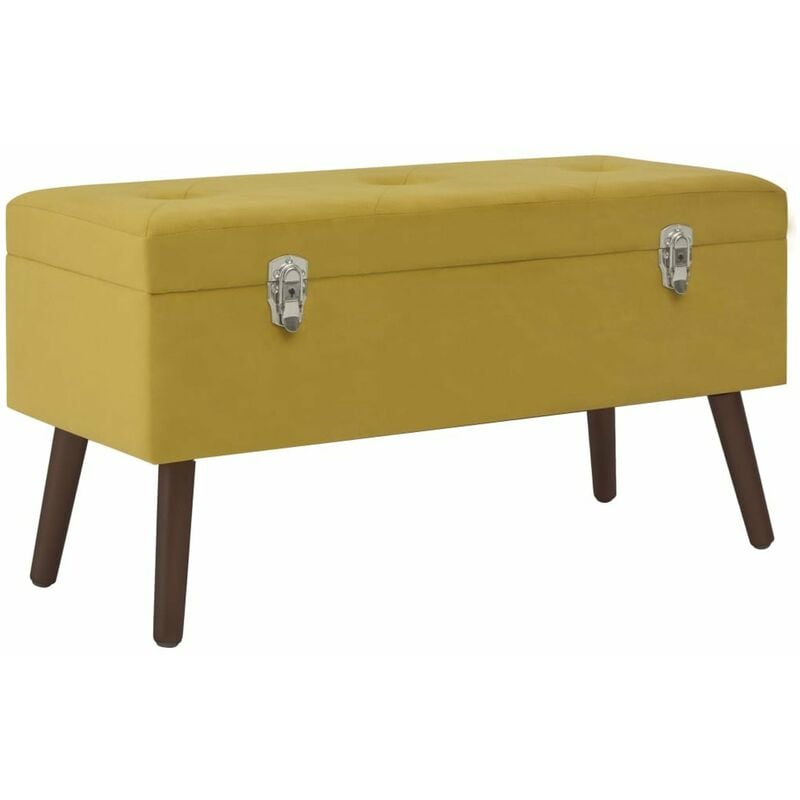 

Banco con compartimento terciopelo amarillo mostaza 80 cm