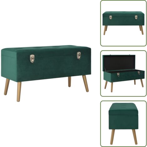 Banco con compartimento - vidaXL Banco con compartimento de terciopelo verde 80 cm - Banco de madera