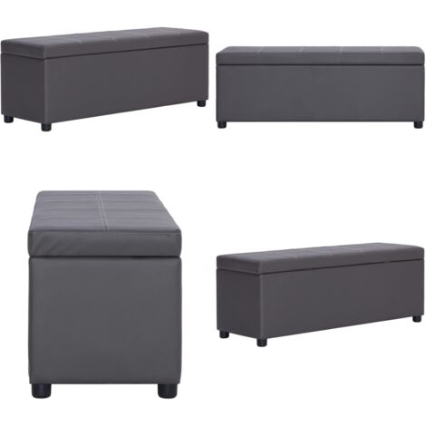 Banco con espacio de almacenaje 116 cm cuero sintético gris - Banco decorativo - Banco de almacenamiento