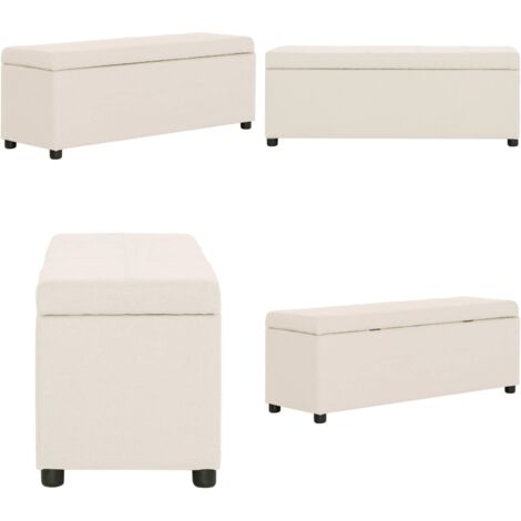 Banco con espacio de almacenaje 116 cm poliéster color crema - Banco decorativo - Banco de almacenamiento