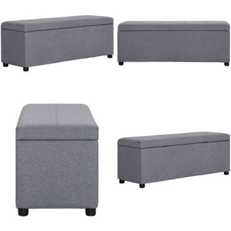 Banco con espacio de almacenaje 116 cm poliéster gris claro - Banco decorativo - Banco de almacenamiento