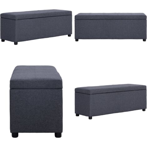 Banco con espacio de almacenaje 116 cm poliéster gris oscuro - Banco decorativo - Banco de almacenamiento