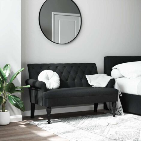 Banco con respaldo de tela negro 120x62x75,5 cm