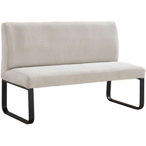 Banco con respaldo modelo Share tapizado en textil beige, 84cm(alto) 140cm(ancho) 63cm(fondo)