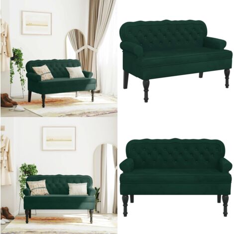 Banco con respaldo terciopelo verde oscuro 119,5x64,5x75 cm - Banco terciopelo - Banco verde oscuro