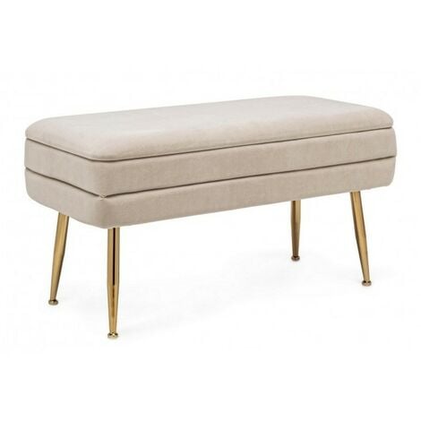 Banco contenedor beige con pies 79,5 x 37,5 x 42h cm