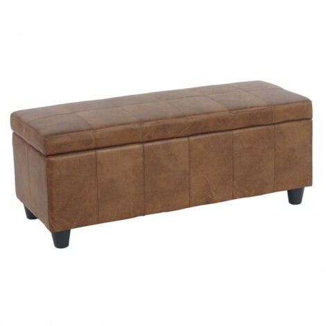 Banco contenedor sintético marrón envejecido 112x45x45cm BAN04005