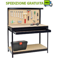 Banco da lavoro tavolo officina cassetti parete porta utensili Holzmann  whl1200