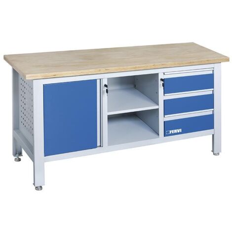 Banco da lavoro con piano in legno e cassettiera 1690 mm Fervi b009/a2