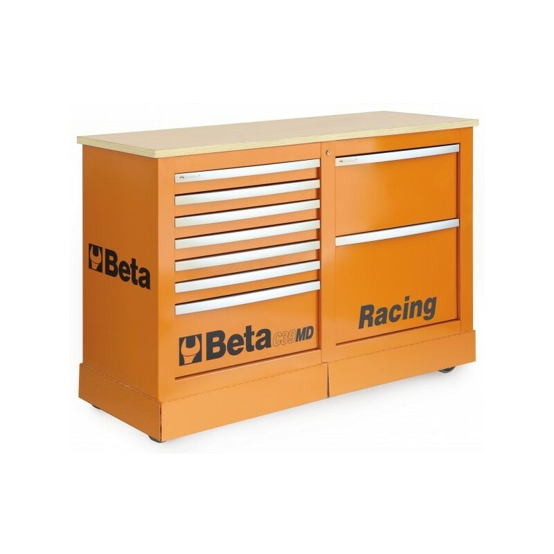 Image of Beta - banco da lavoro con ruote arancione C39MD o