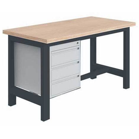 Banco da lavoro per officina con 3 cassetti - Dim 1500x750x840mm - Grigio antracite RAL7016 - W010010696-GA