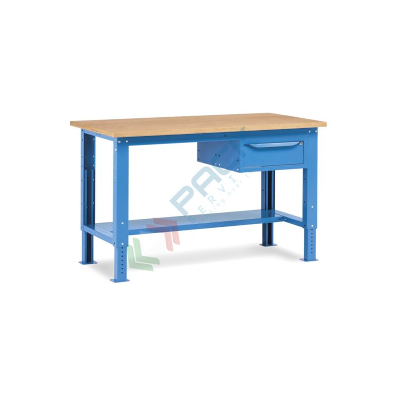 Banco da lavoro piano in legno, 150 cm, 1 cassetto...
