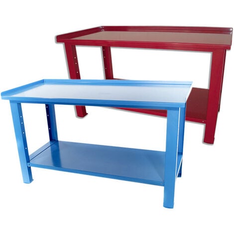 Banco da lavoro SOGI 1,5 metri con piano in acciaio portata 1000 kg - blu/rosso, ColoreRosso