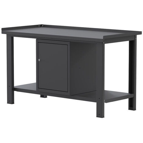 Banco da lavoro SOGI X3N104A - 1.5 m - piano in acciaio - armadio con anta - grigio antracite