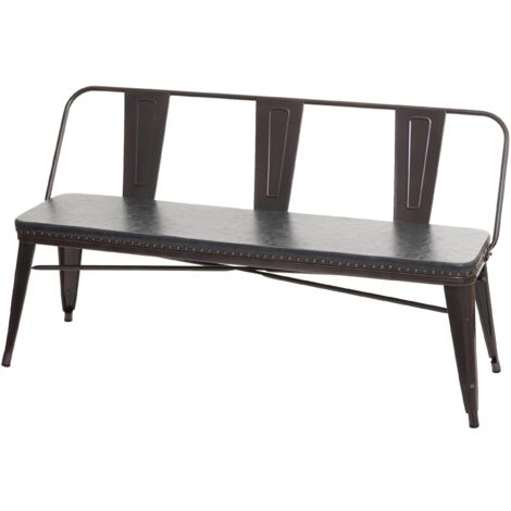 Banco de 3 plazas banco de comedor cuero artificial Chesterfield negro-gris 040000514