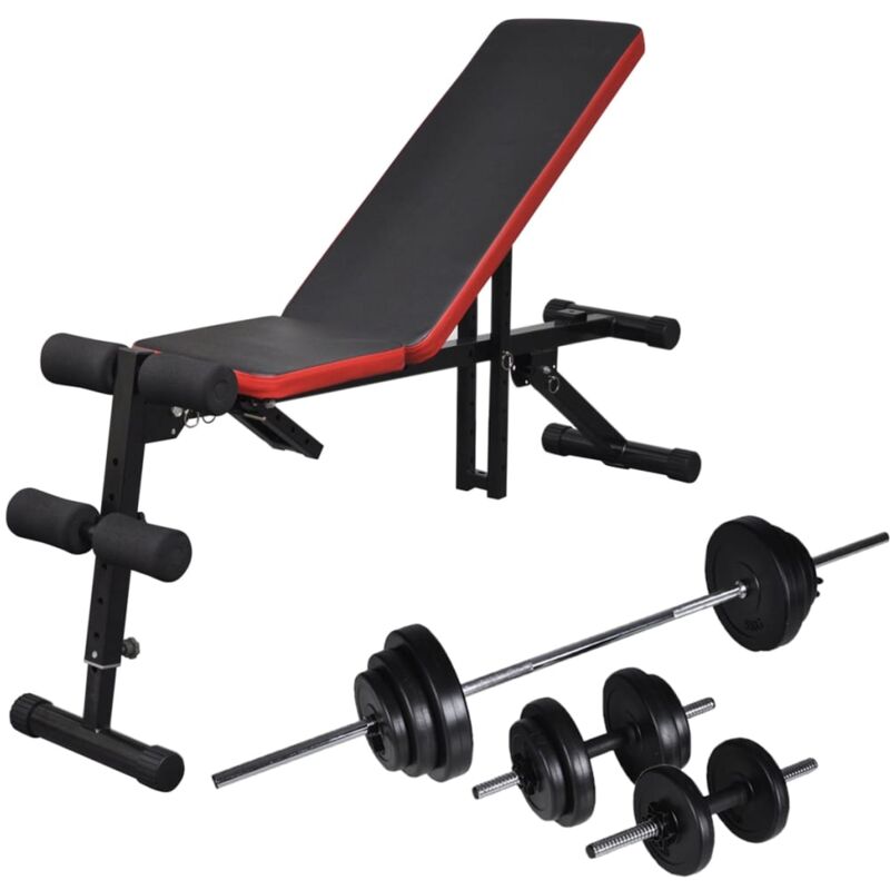 

Banco de abdominales con mancuerna y pesas 30,5 kg - Vidaxl
