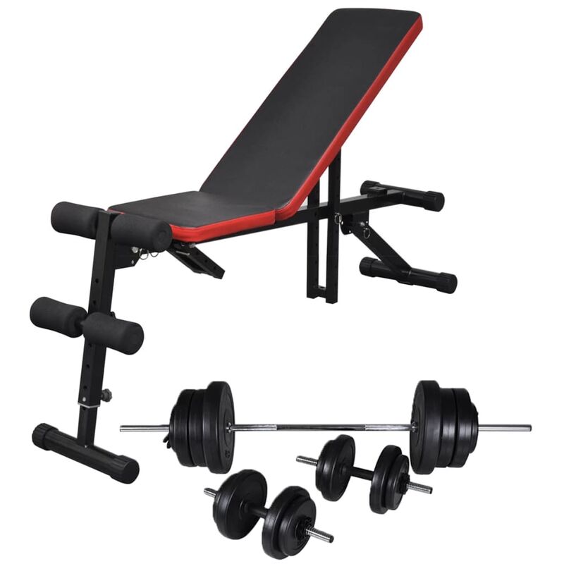 

Happyshopping - Banco de abdominales con mancuerna y pesas 60,5 kg