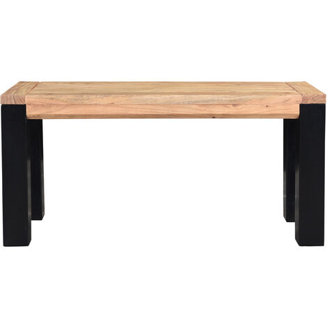 Banco de acacia maciza y metal negro 95 cm TRAP - Madera clara / negro
