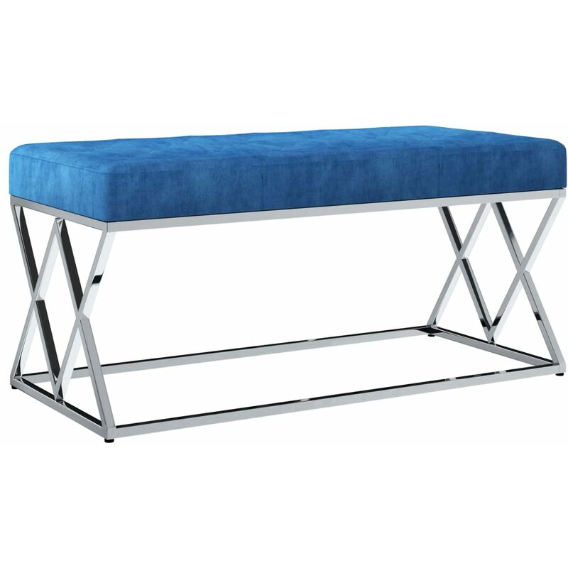 

Banco de acero inoxidable y terciopelo azul 97 cm - Azul