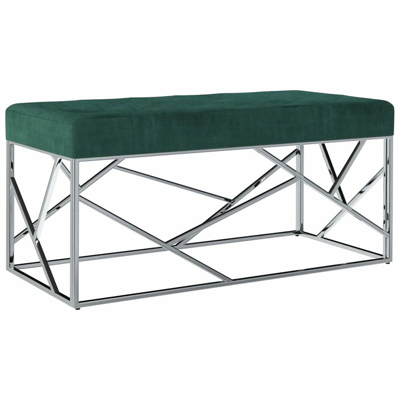 

vidaXL Banco de Acero Inoxidable y Terciopelo 97 cm Verde - Verde