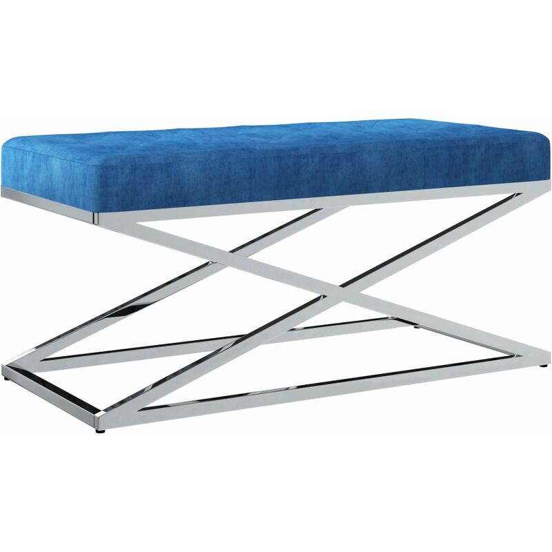 

vidaXL Banco de Acero Inoxidable y Terciopelo 97 cm Azul - Azul